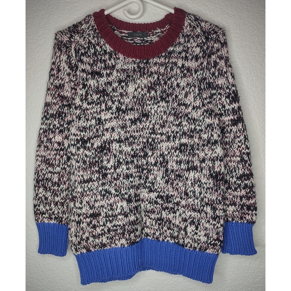 J. Crew Wool Blend Sweater Women's Size Small Crewneck Knit Marled Colorblock